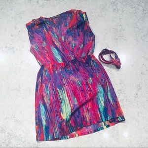 Anthropologie Bright Watercolor Mini Dress - M